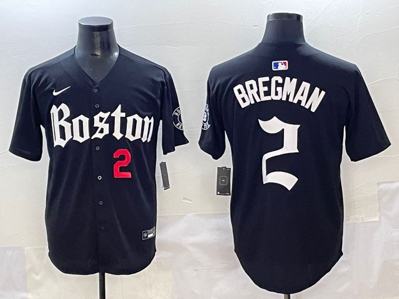 Men 2025 Boston Red Sox 2 Bregman Black Five generations Joint Name Nike MLB Jersey style 2